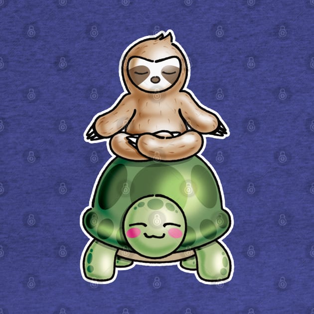 Yoga Sloth Riding turtle by PnJ